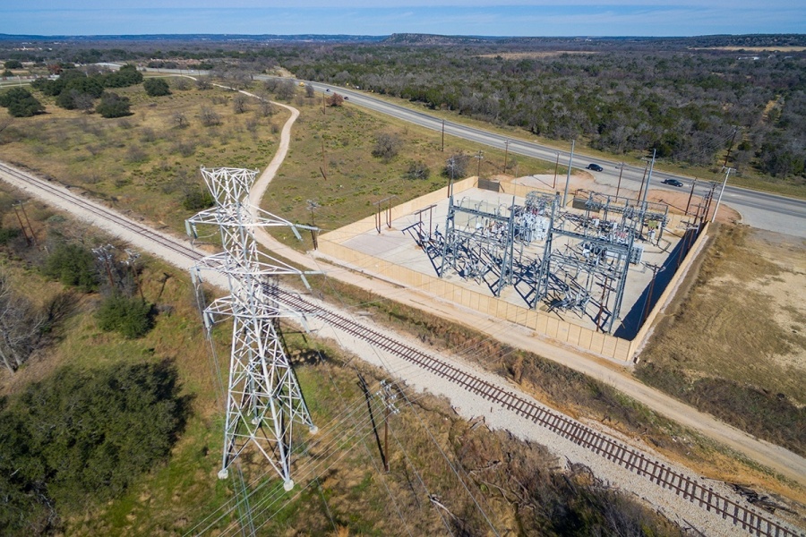 A drone’s view of a substation from 125 feet up